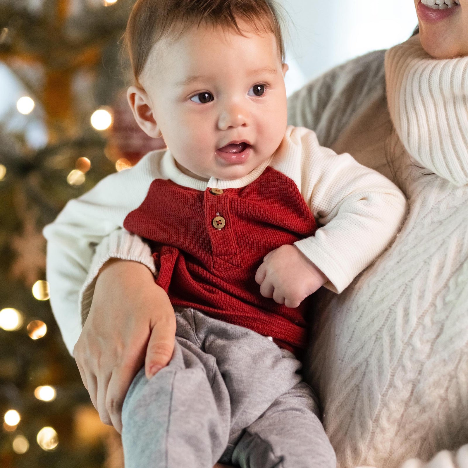 Product Image 1 of Thermal Organic Boy Tee & Pants Set - Brick Red