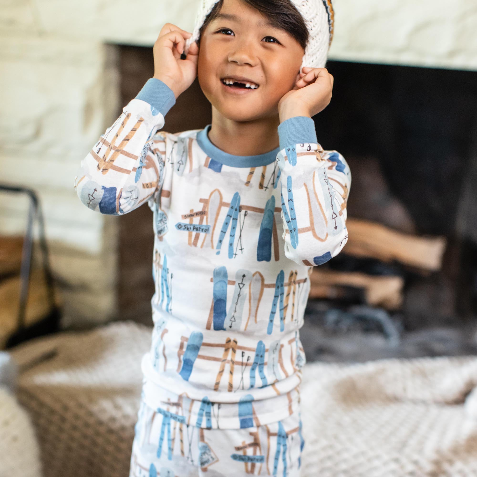 Sunrise Slopes Organic Cotton Two-Piece Pajamas - Mountain Blue