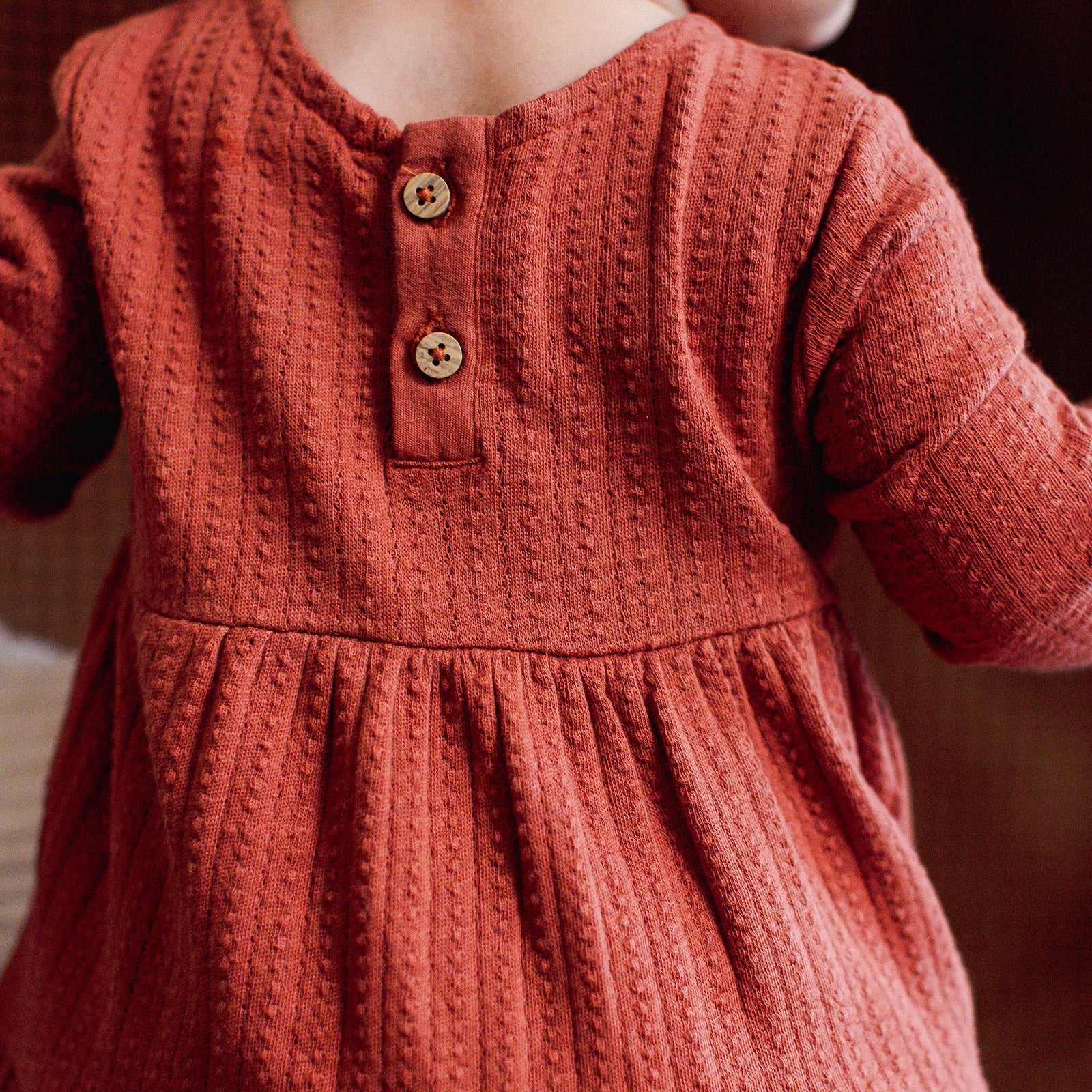 Dotted Rib Dress - Sequoia Bark Red