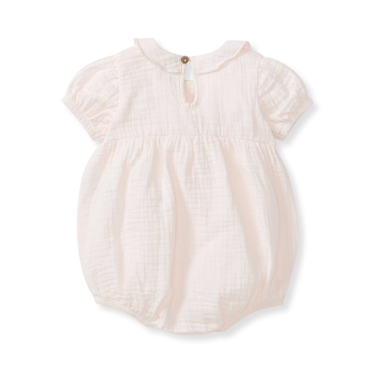 Baby Girl Muslin Collar Bubble Romper Back