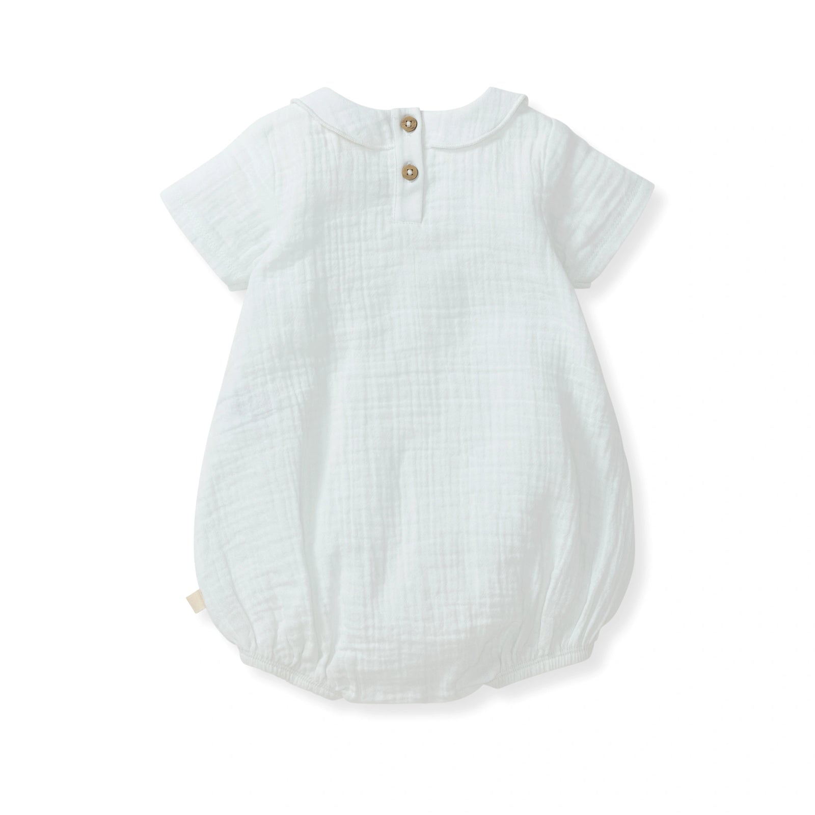 Baby Boy Muslin Collar Bubble Romper Back