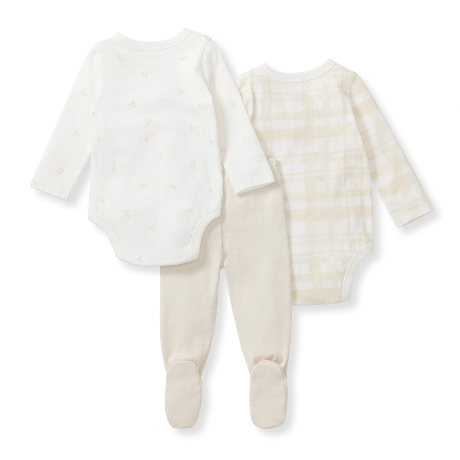 Origami Baby 3-Piece Bodysuit & Pants Set Back