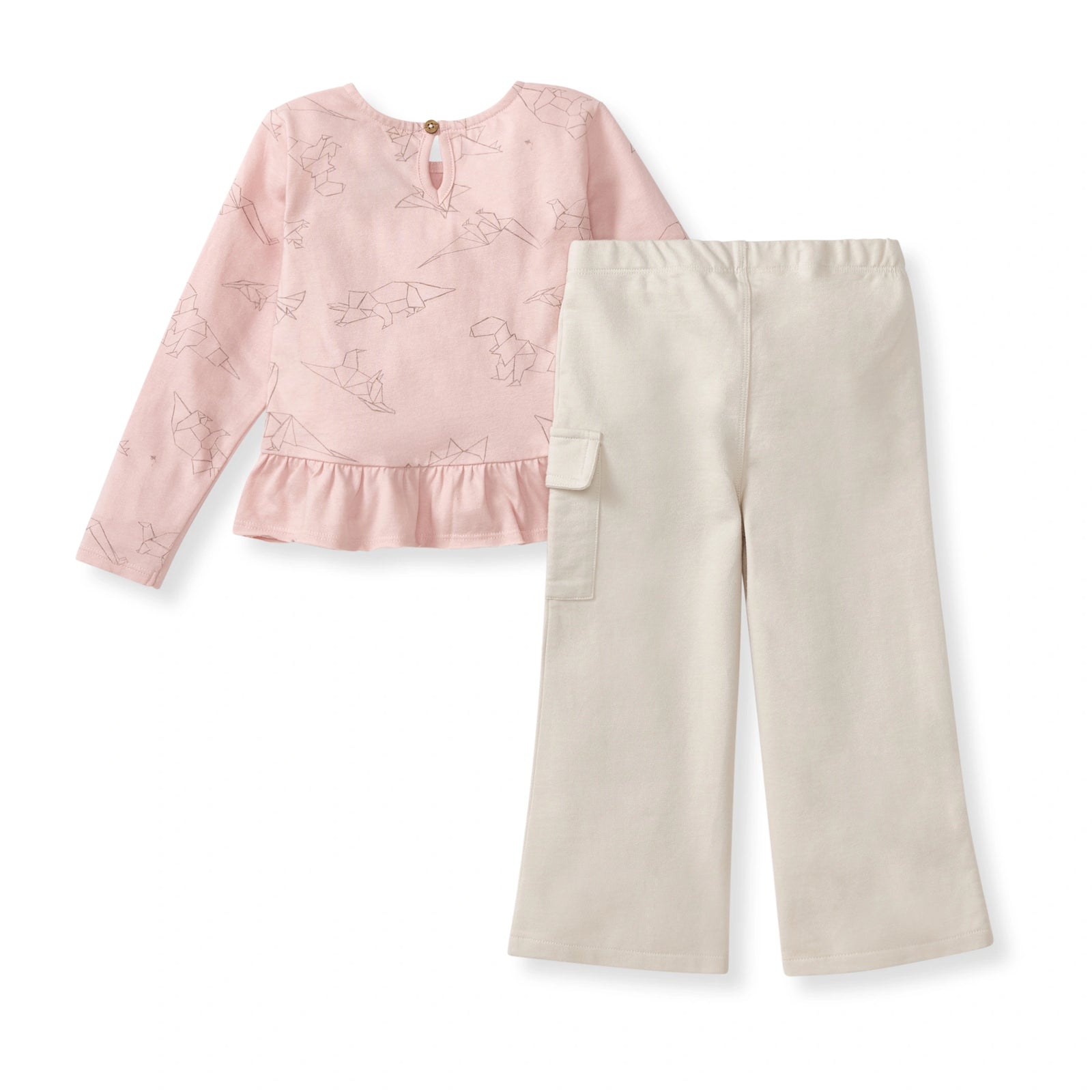 Origami Dinos Girl Tee & Pants Set Back