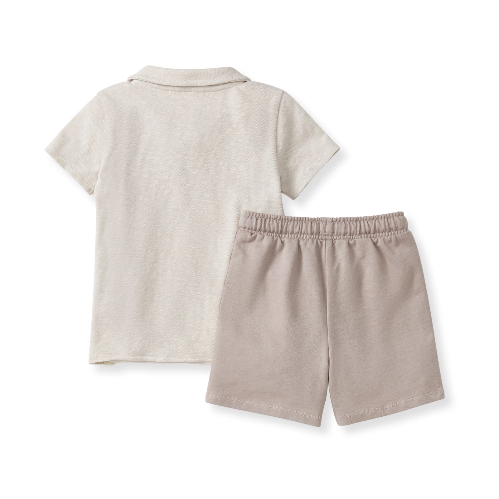 Chunky Slub Polo Shirt & Shorts Set Back