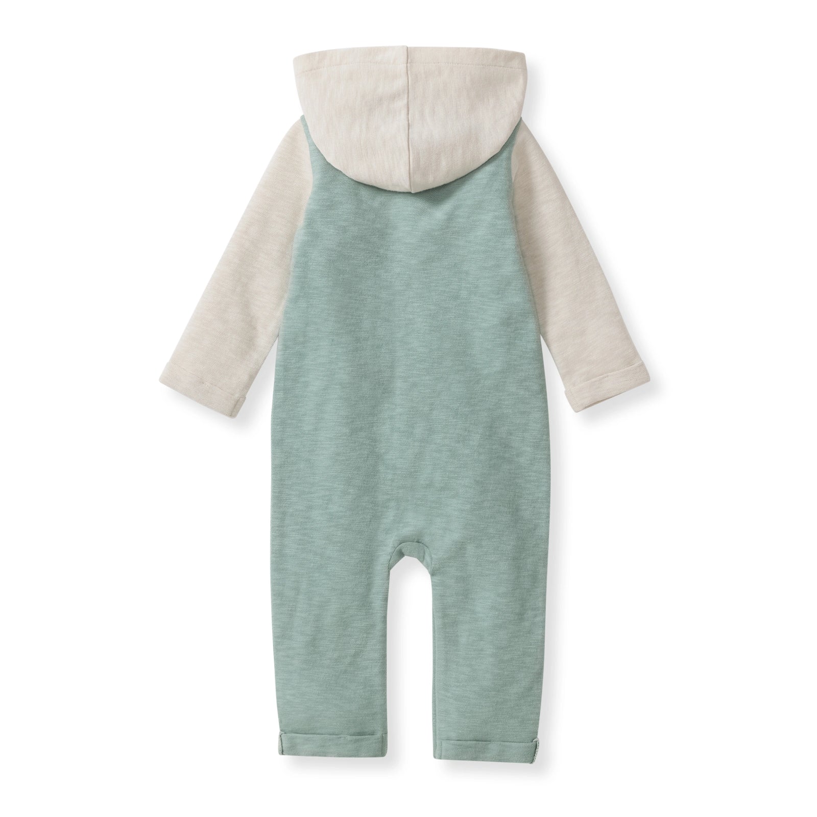 Chunky Slub Baby Boy Hooded Jumpsuit Back