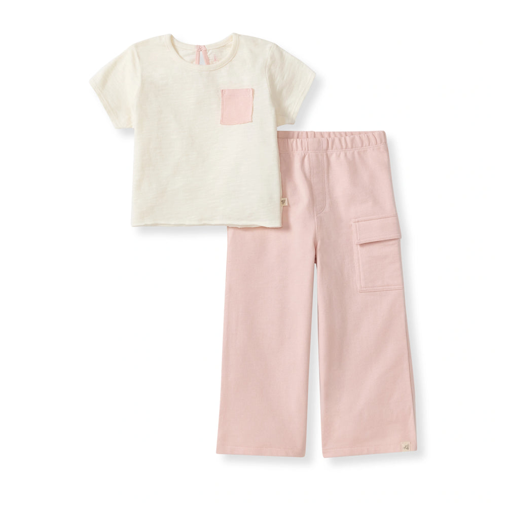 Girl Slub Pocket Tee & Pants Set