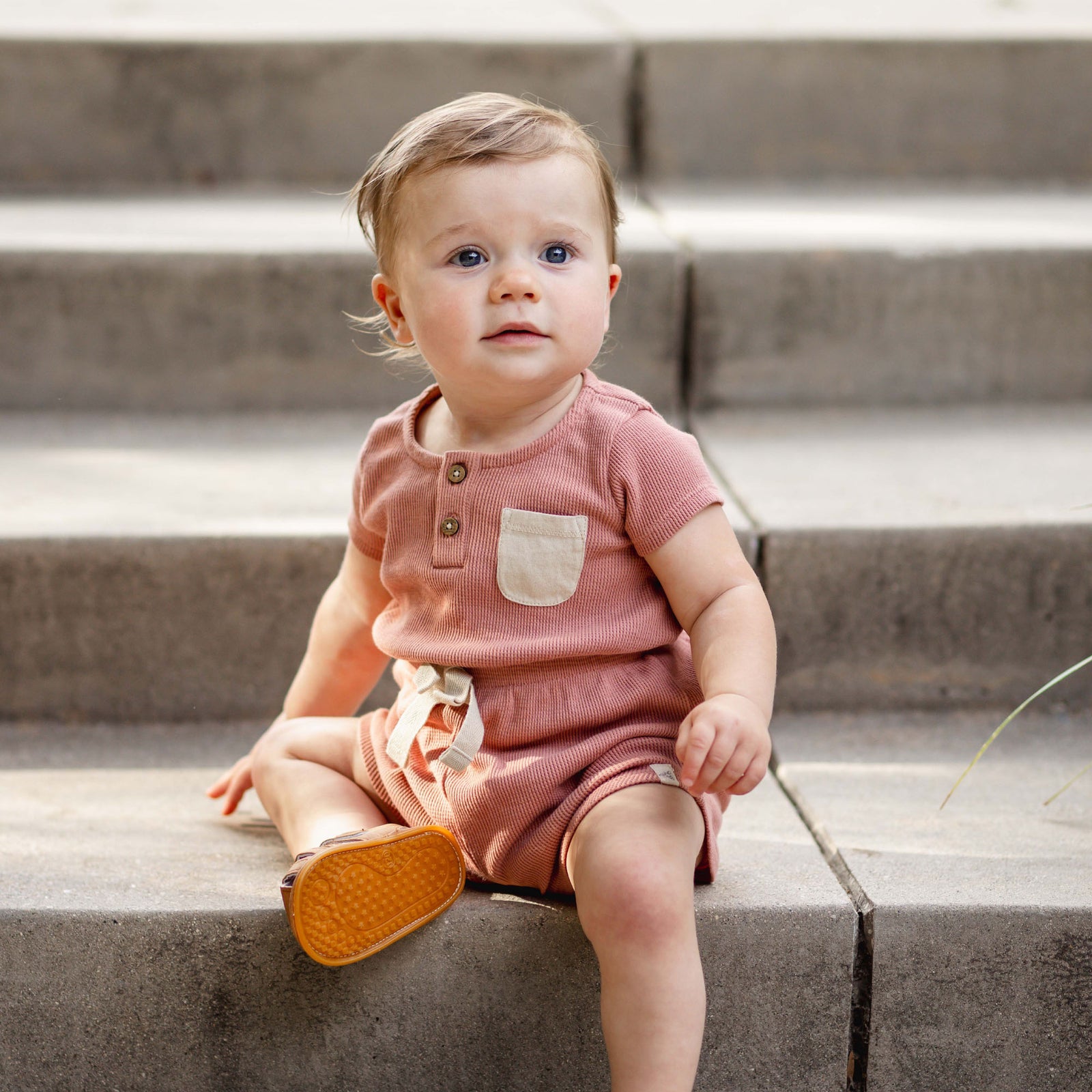 Product Image 1 of Organic Girl Waffle Romper
