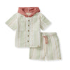 Pacific Stripe Hooded Shirt & Shorts Set