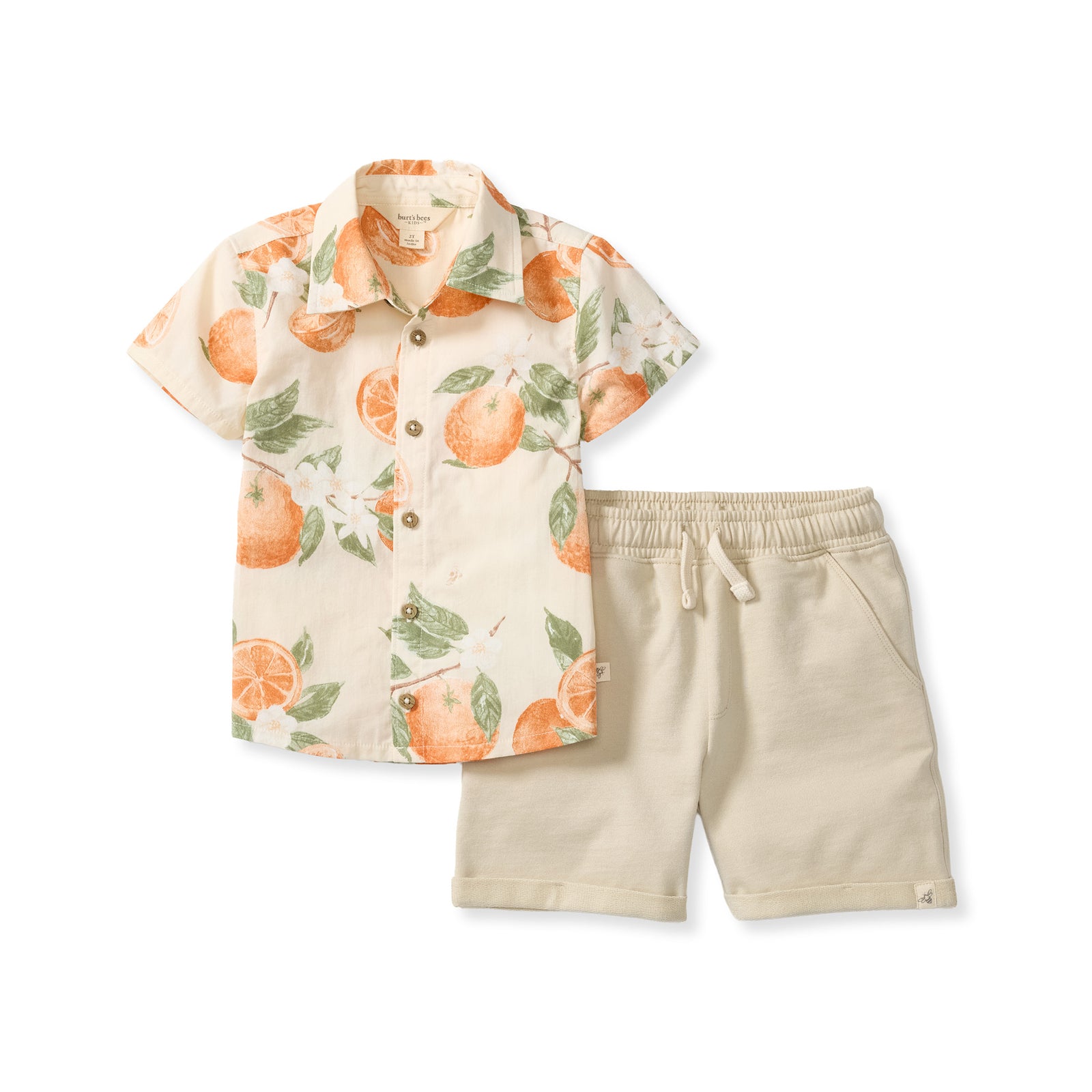 Dubrovnik Oranges Matching Button Down Shirt & Shorts Set