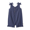 Check Gauze Blue Girl Romper - Blue Smoke