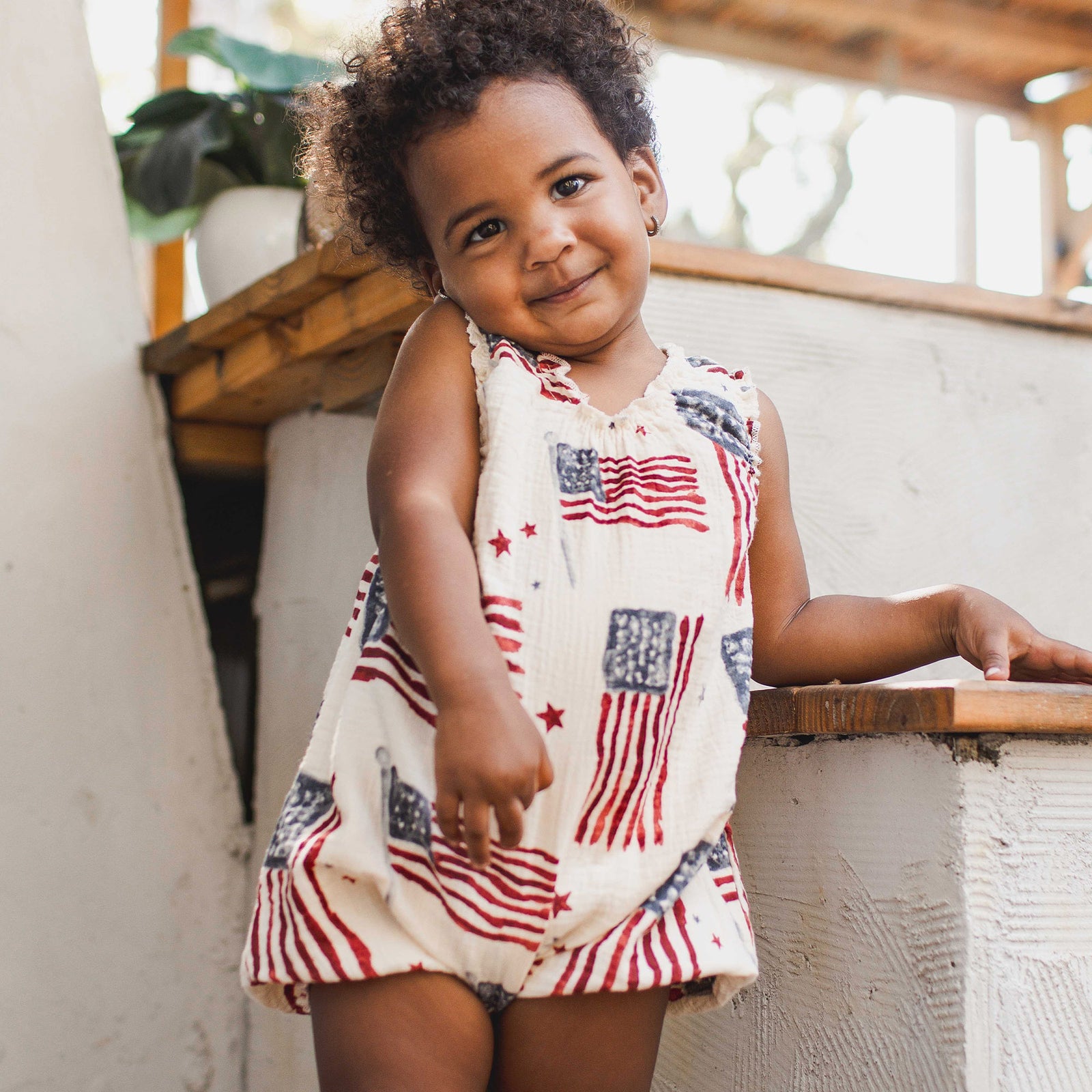 Product Image 1 of American Flag Baby Girl Bubble Romper