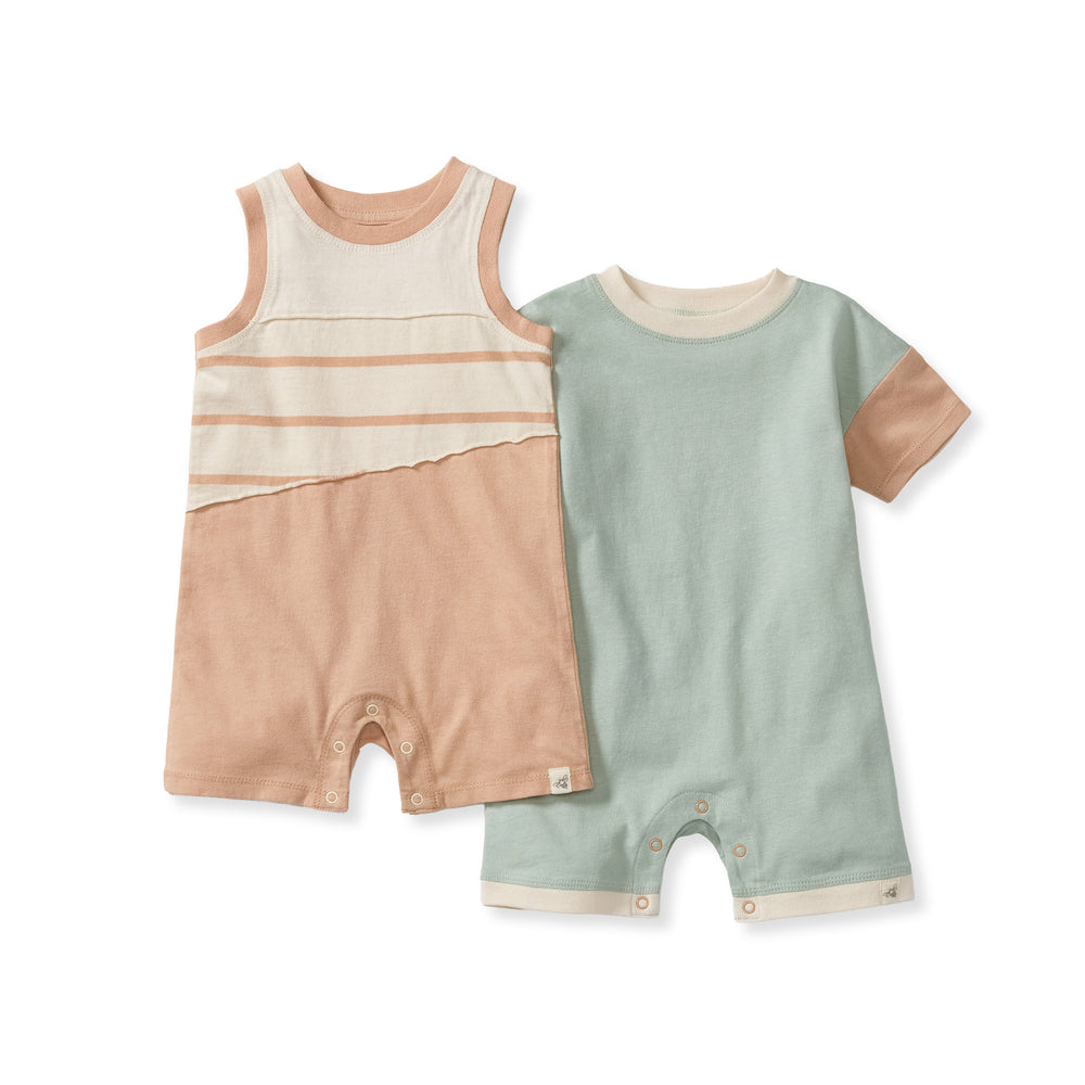 Basic Stripe Baby Boy Romper Set 2-Pack - Sweet Maple