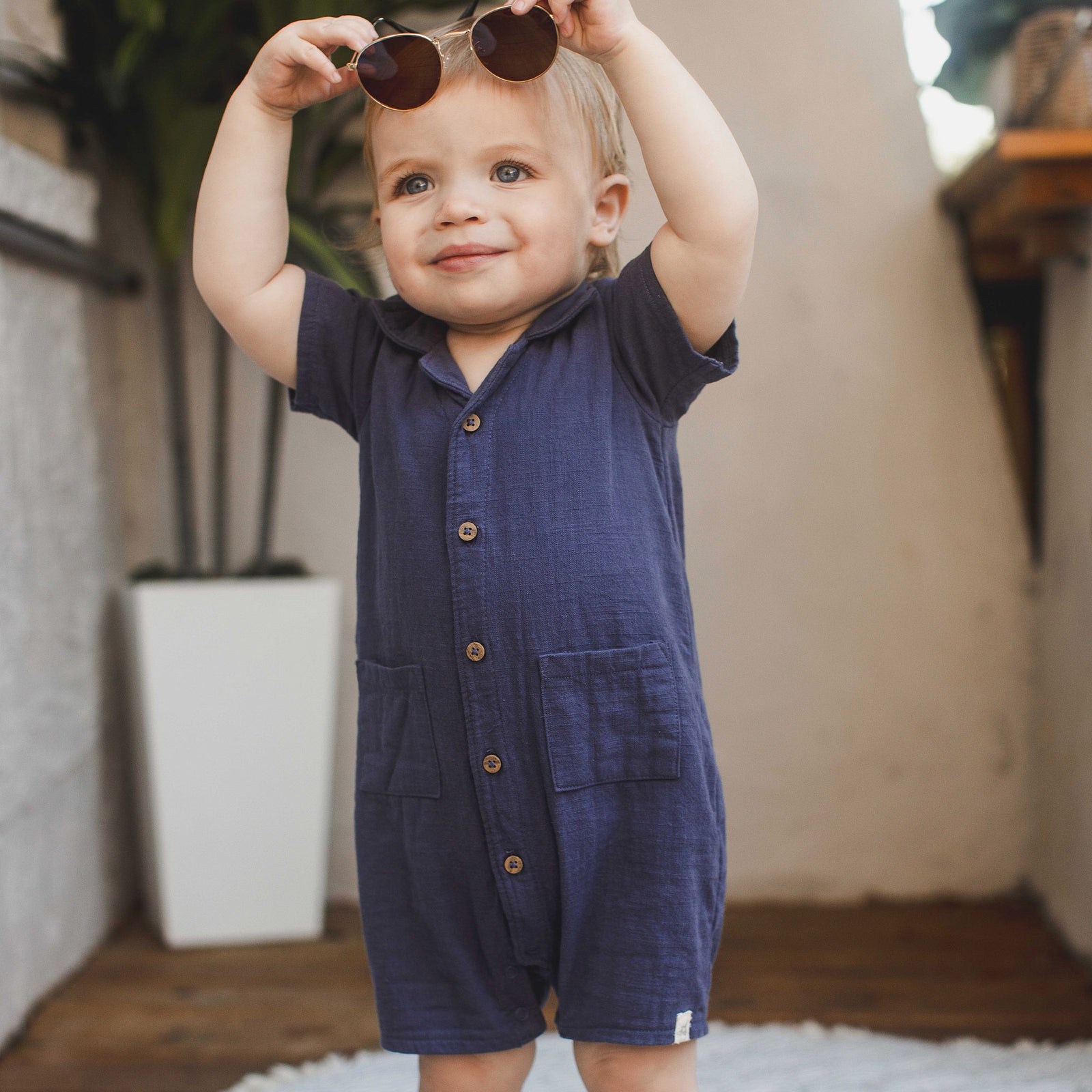 Product Image 1 of Check Gauze Baby Boy Romper