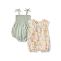 Mediterranean Floral Baby Girl Bubble Romper 2-Pack Set