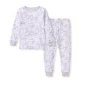 Kyoto Organic Cotton Two-Piece Pajamas with watercolor illustrations of cityscape