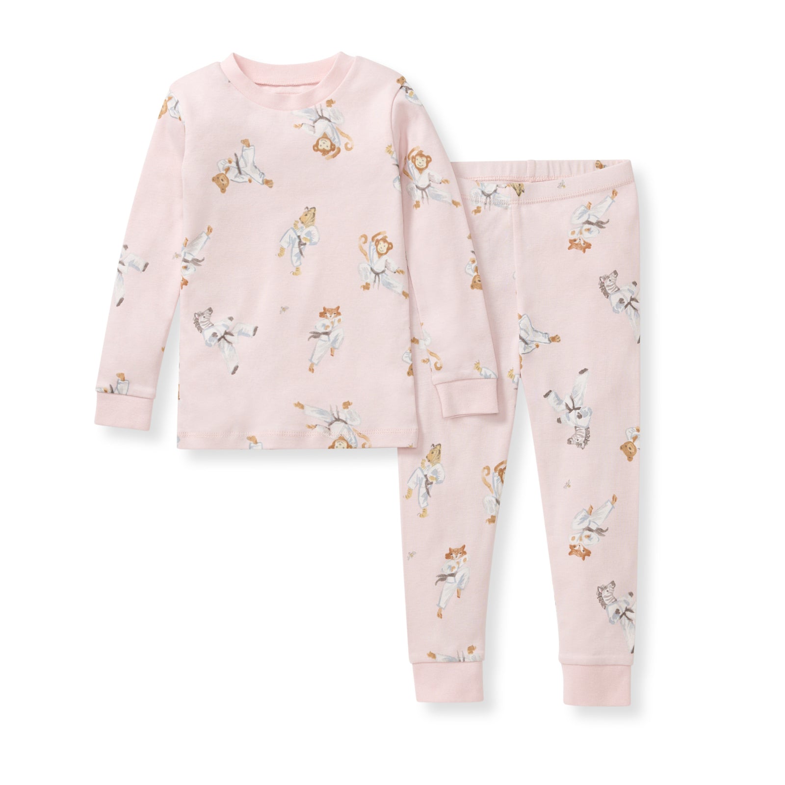 Karate Creatures Organic Cotton Two-Piece Pajamas - Chalky Pink