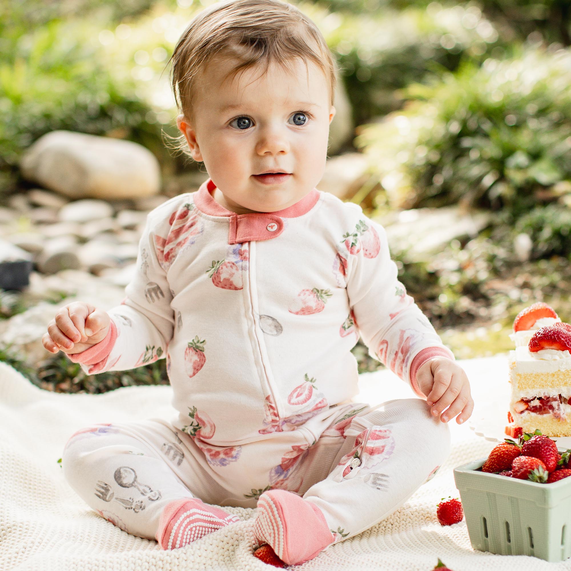 Strawberry Cakes Organic Cotton Sleeper – Burt's Bees Baby