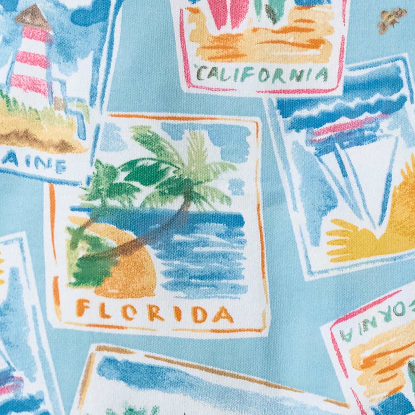 Vacation Postcards Organic Cotton Swatch