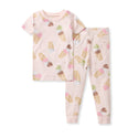 Ice cream cone pajama set, pink short-sleeve top and long pants with pastel print