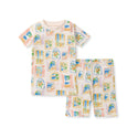 Organic cotton two-piece pajama set with multicolor printed T-shirt and shorts