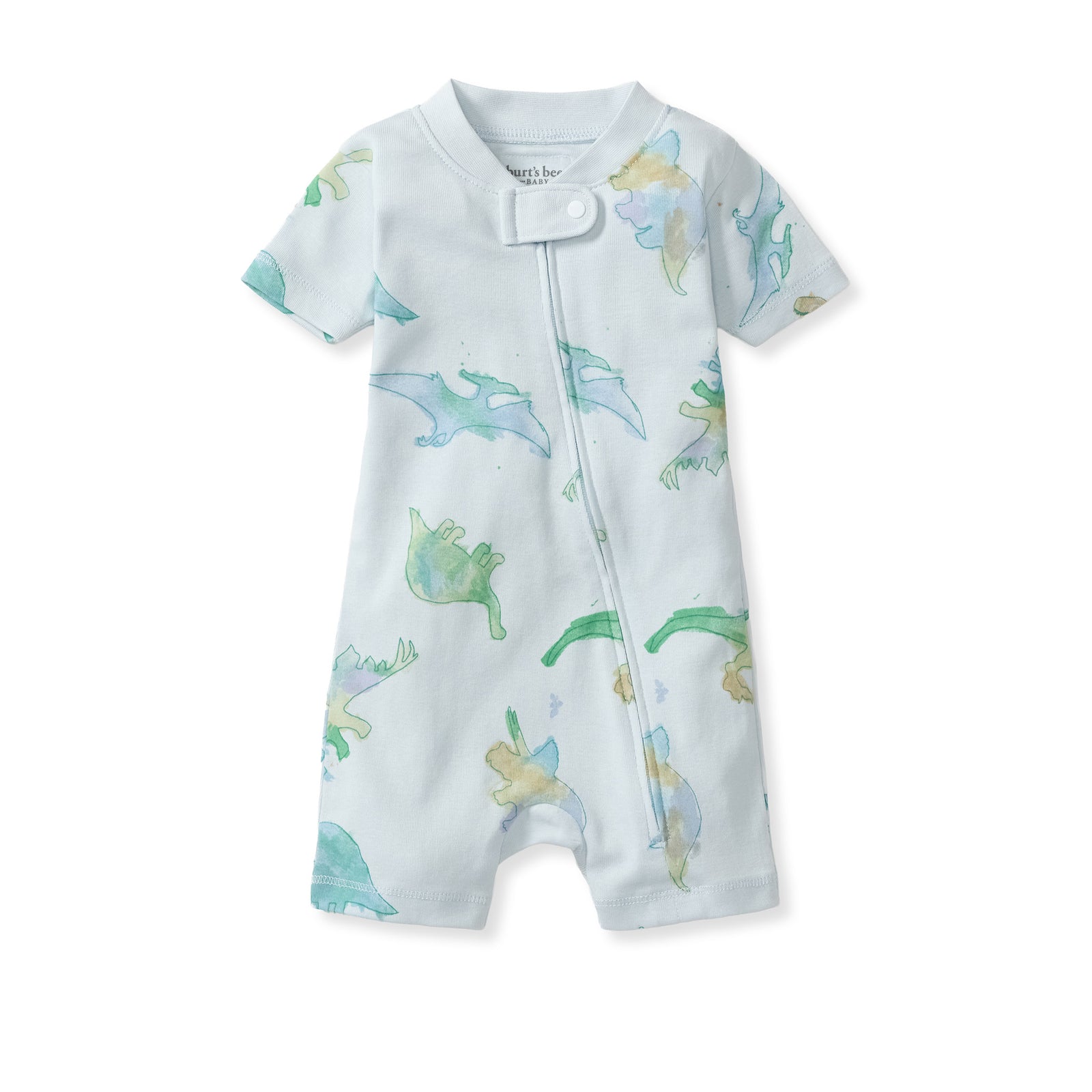 Watercolor Dinos Organic Baby Sleeper Romper - Rain