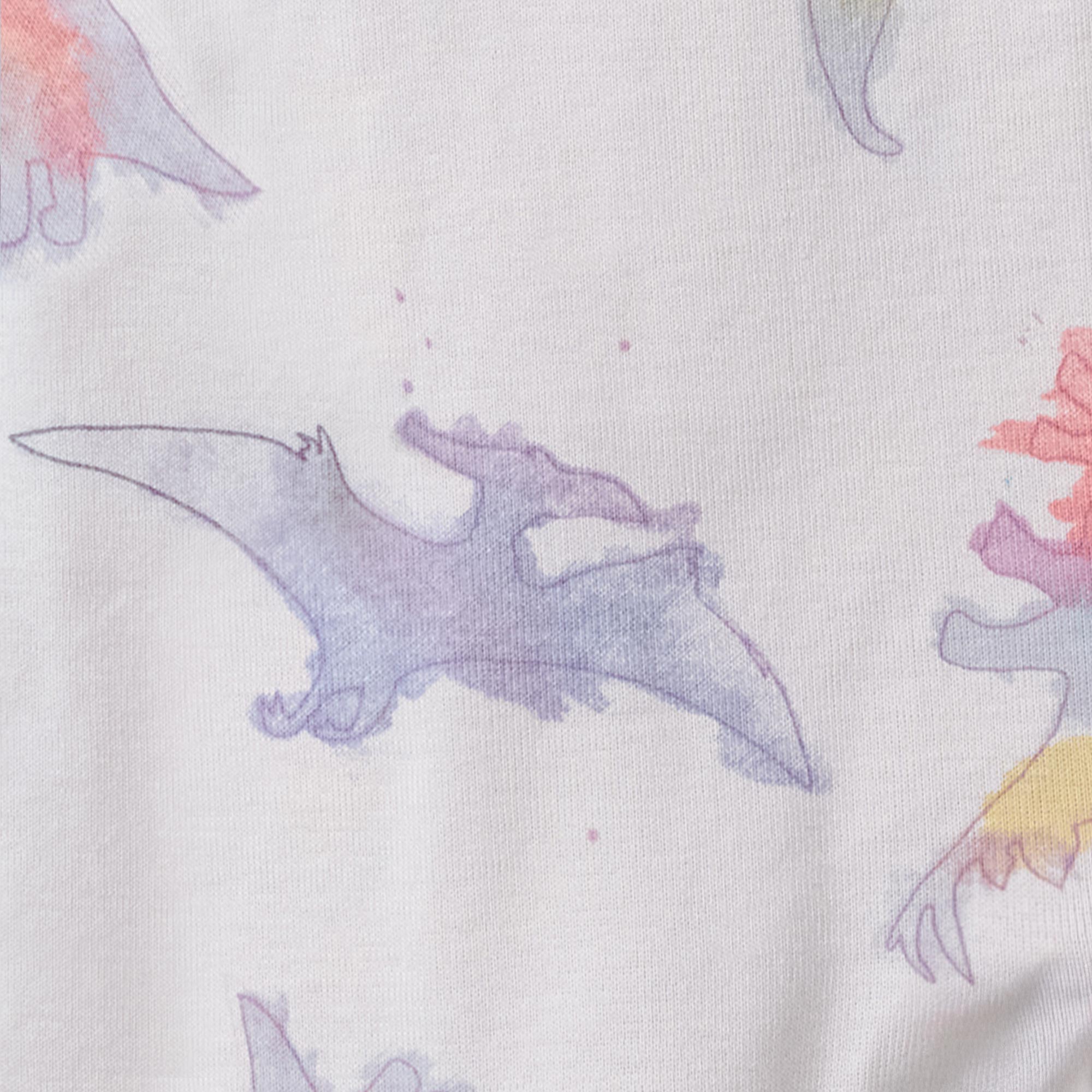Watercolor Dinos Organic Baby Sleeper Romper - Sweet Pea