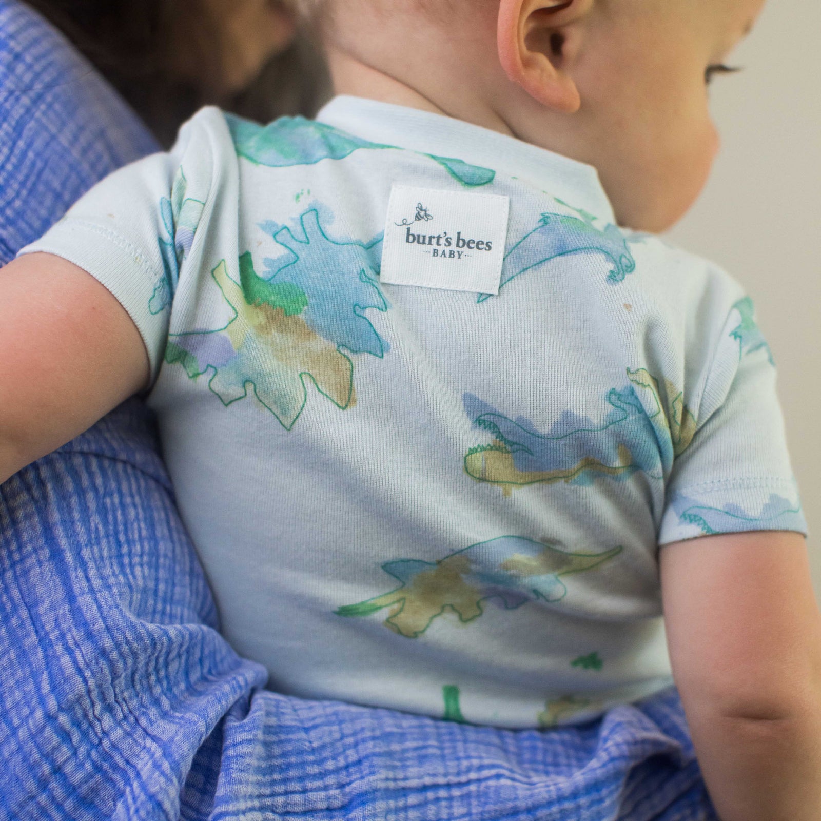 Product Image 1 of Watercolor Dinos Organic Baby Sleeper Romper - Rain