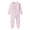 Light lilac baby footless sleeper with long sleeves and front zipper