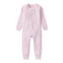 Light lilac baby footless sleeper with long sleeves and front zipper