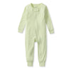 Sea green footless baby sleeper with long sleeves and front zipper