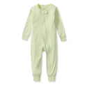 Sea green footless baby sleeper with long sleeves and front zipper