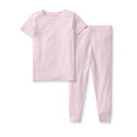 Light lilac two-piece pajama set with short-sleeve T-shirt top and cuffed pants