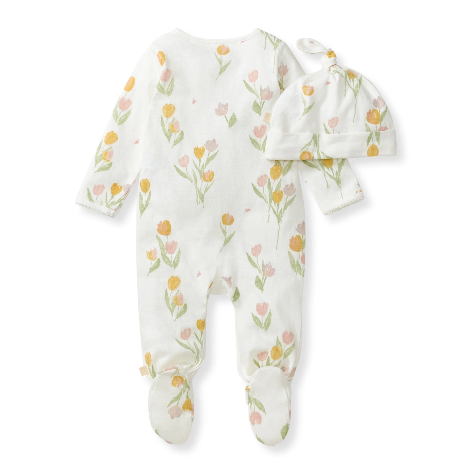 Tulip Fields Baby Girl Jumpsuit & Hat Set Back