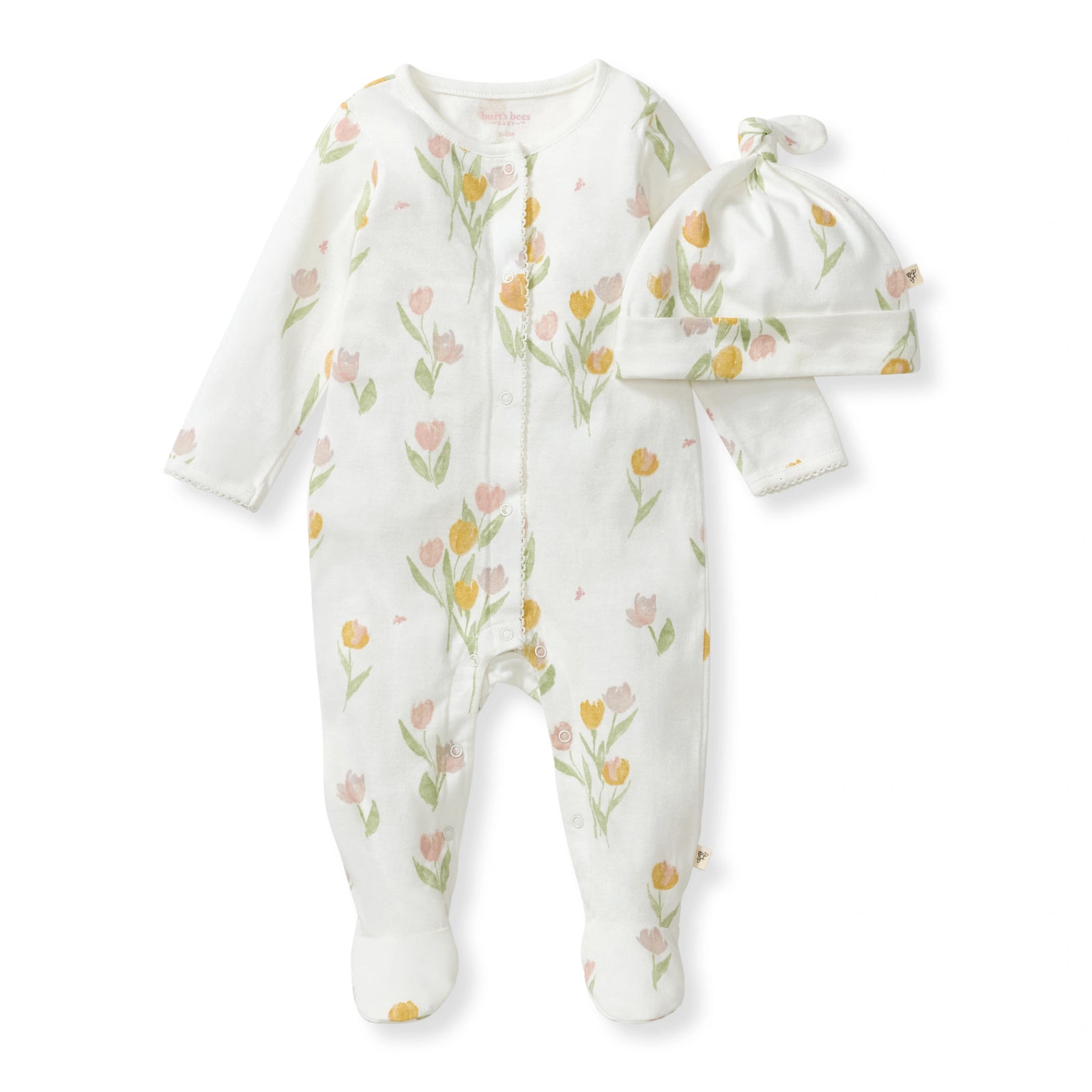 Tulip Fields Baby Girl Jumpsuit & Hat Set