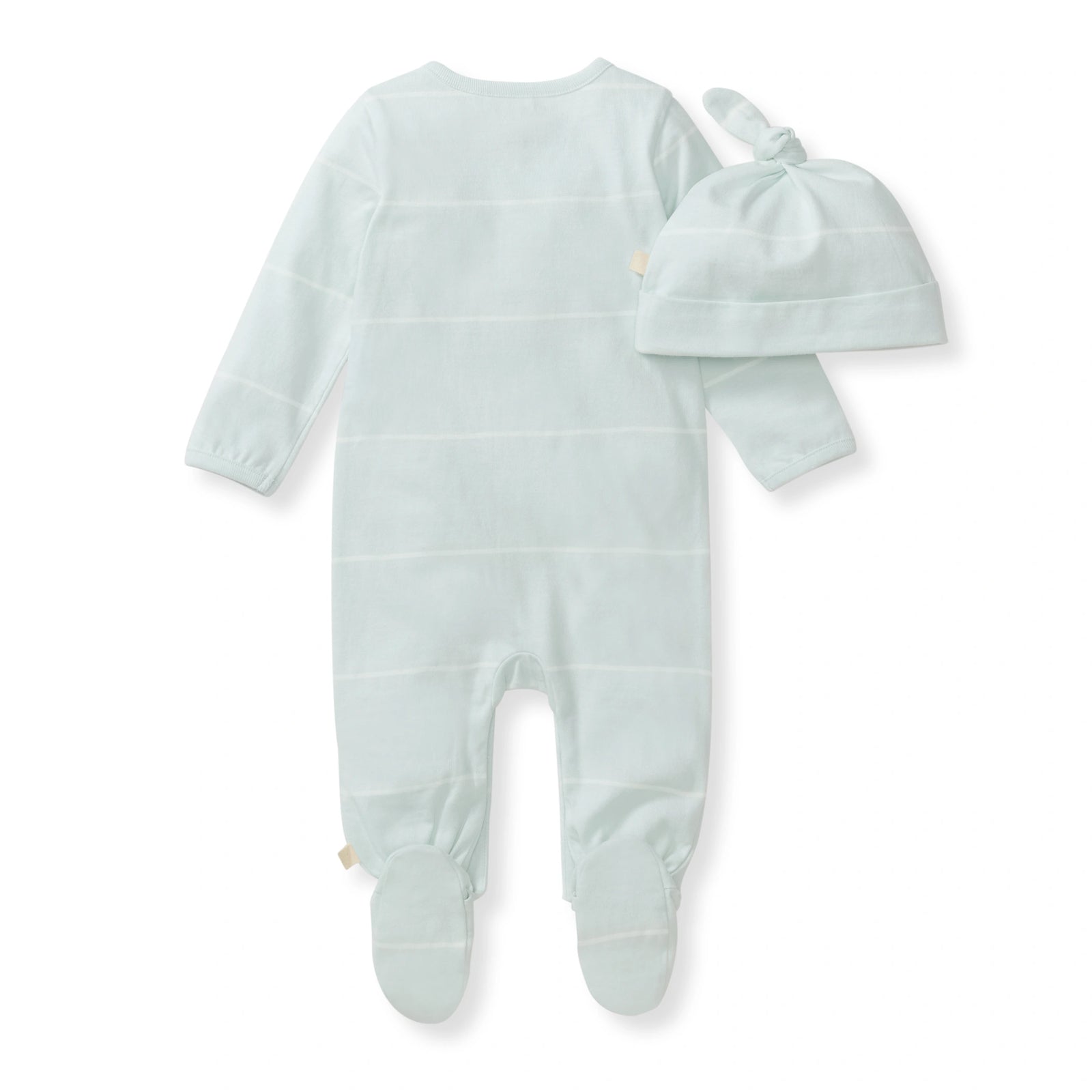 Baby Boy Blue Stripe Jumpsuit & Hat Set Back