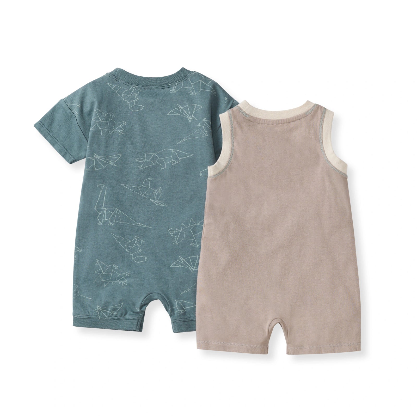 Origami Dinos Baby Boy 2 Pack Romper Set Back