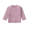 Girls knit fleece sweatshirt in light purple with crew neck and two front pockets