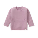Girls knit fleece sweatshirt in light purple with crew neck and two front pockets