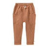 Waffle thermal pants in brown with drawstring waistband and side pockets