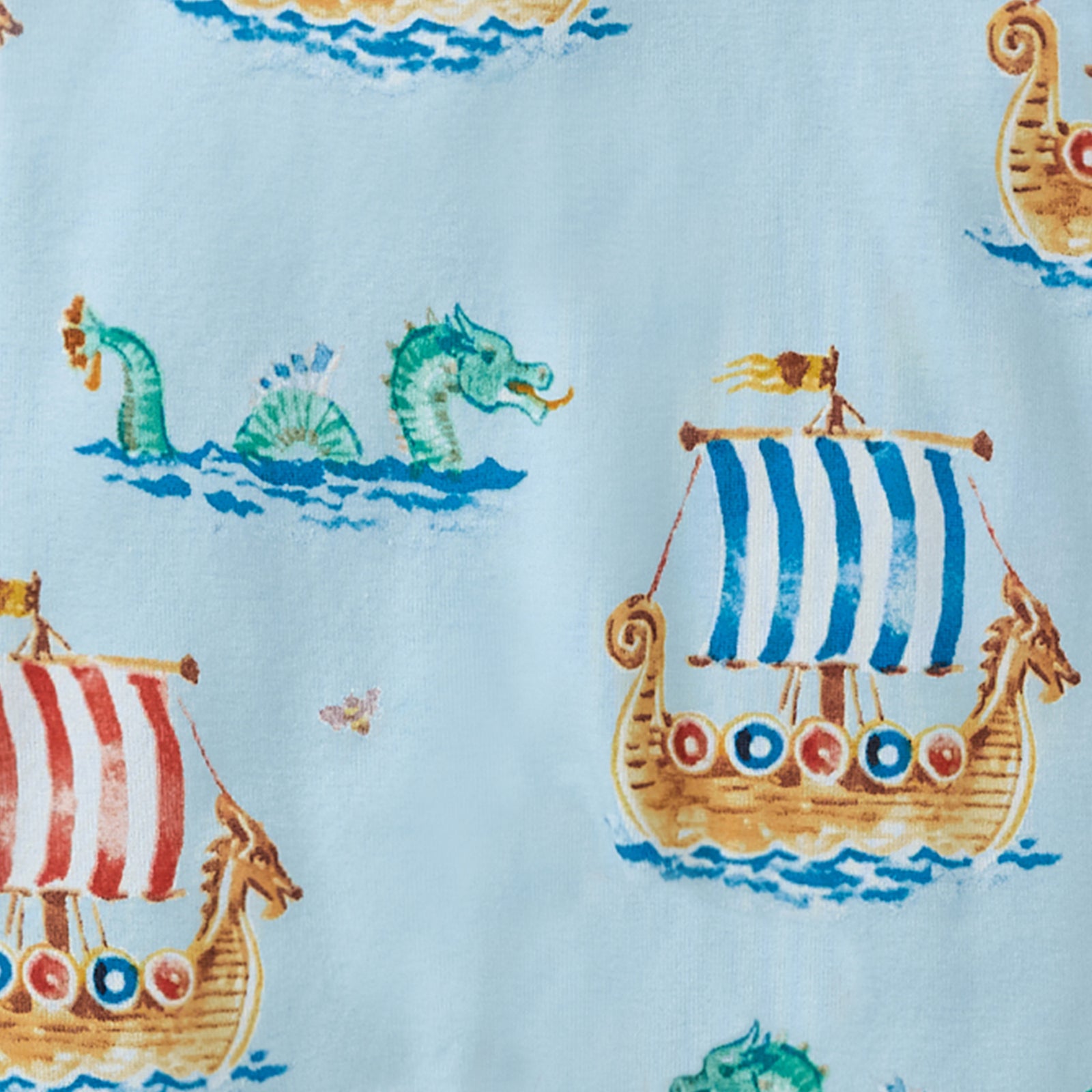 4 Piece Nordic Hero & Viking Ships Organic Cotton Two-Piece Pajamas Swatch