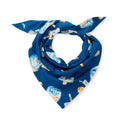 Blue pet bandana with dreidel and symbol pattern, triangular tie style