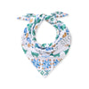 Flannel pet bandana, triangle scarf with white base and blue-green winter pattern