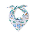Flannel pet bandana, triangle scarf with white base and blue-green winter pattern
