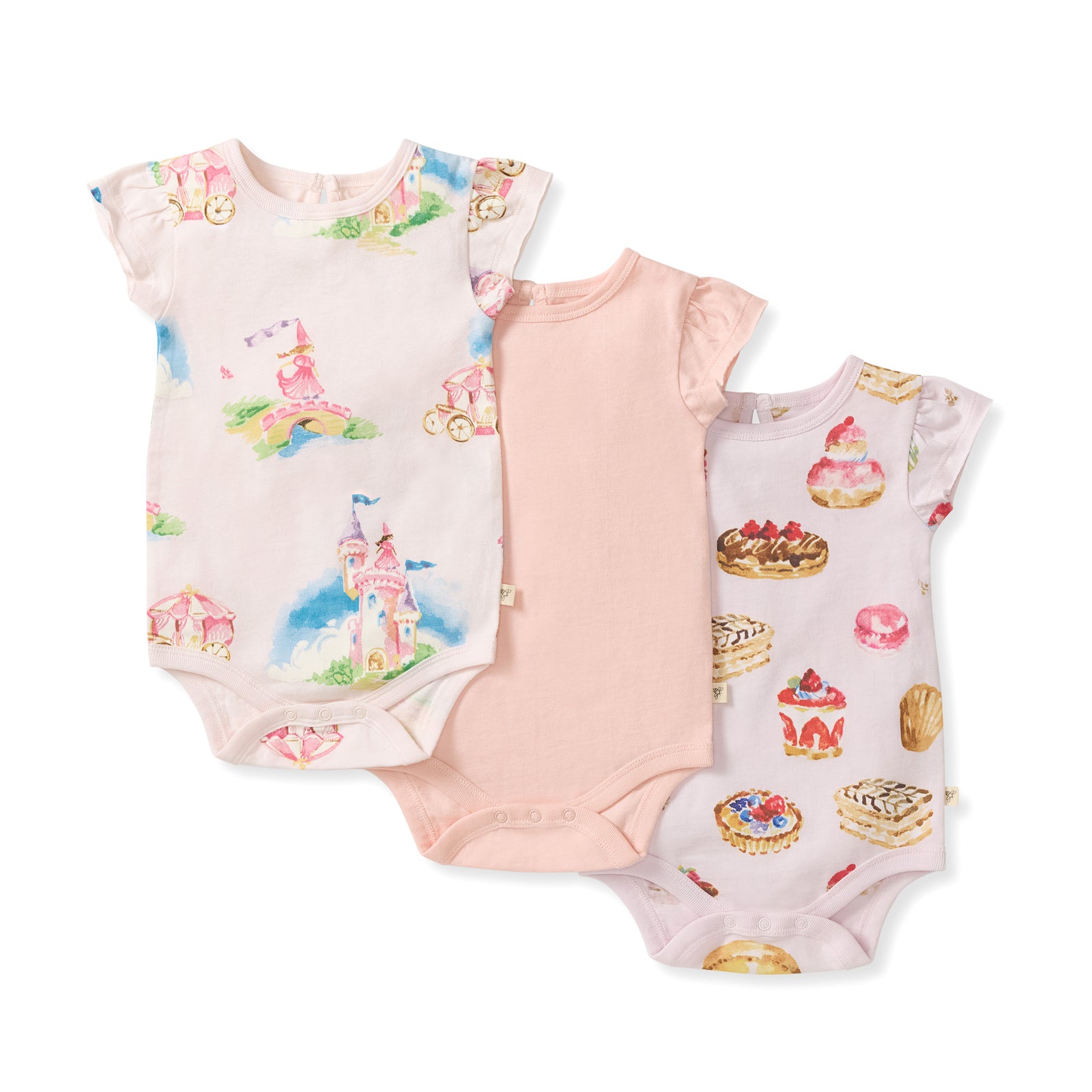 3-Pack Pastry Shop & Pretty Princess Baby Girl Bodysuits