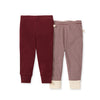 2-pack kids' pants: maroon solid and red-and-white striped with cuffs