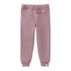 Girls knit fleece jogger pants, mauve with elastic waistband and drawstring