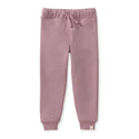 Girls knit fleece jogger pants, mauve with elastic waistband and drawstring
