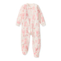 Light fleece footed sleeper with zip-front and pink ballet slipper allover print