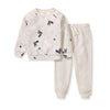 Cream two-piece kids' set with crewneck sweatshirt and matching jogger pants