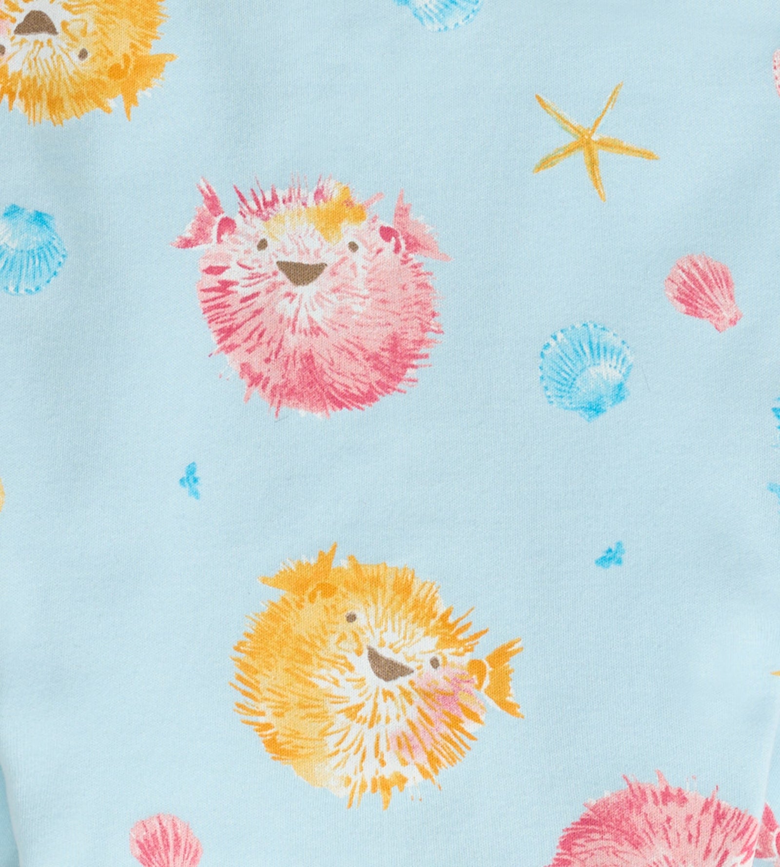 Puffer FIsh Organic Cotton Baby Pajamas Swatch
